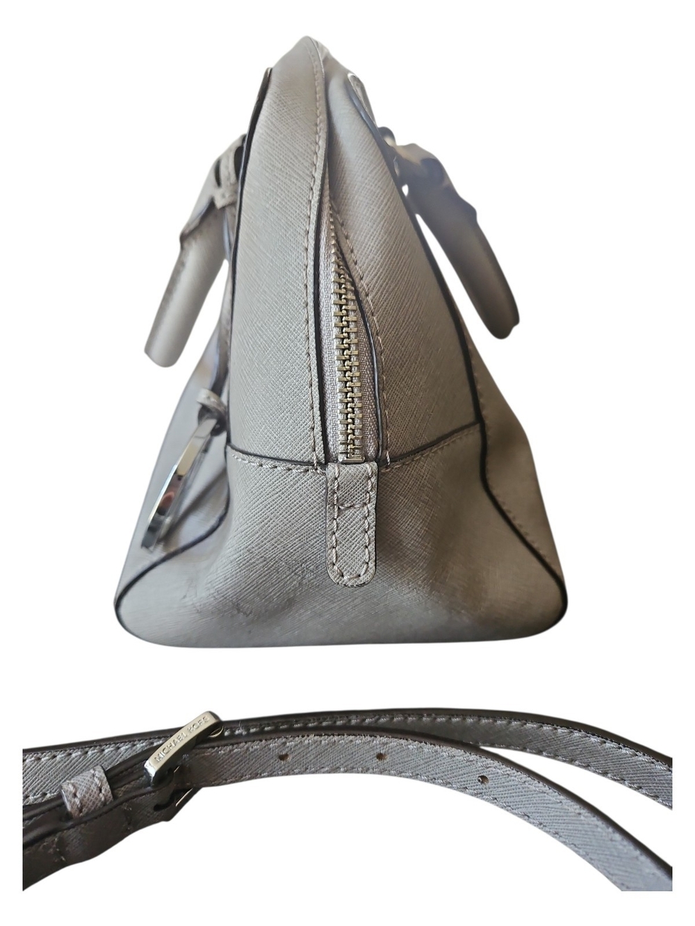 Michael Kors Gray Saffiano Leather Satchel - Picture 7 of 13